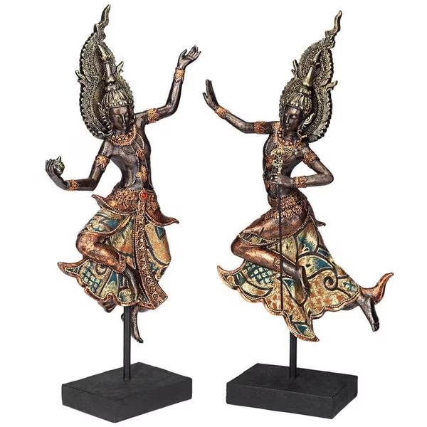 Thai Teppanon Temple Dancer Statues, Design Toscano, Mfr#: QS937012
